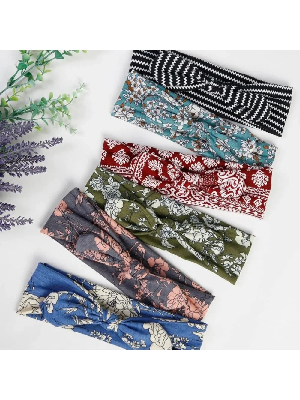 12 Pack Cute Bow Headbands for Women - Elastic Hair Bands, Knotted Turban